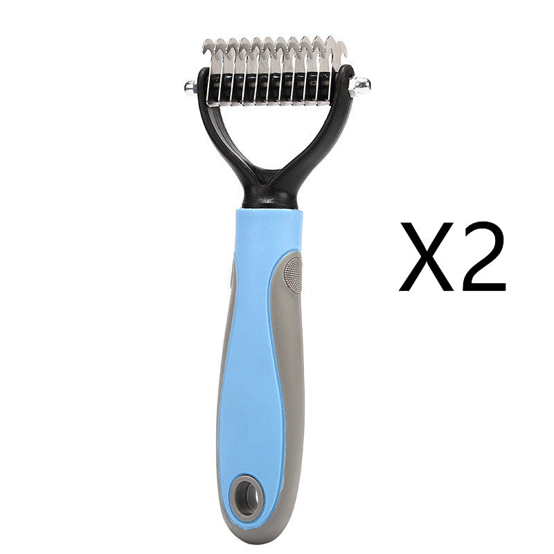 HKM-8734397 Pet Knot Comb with Stainless Steel Teeth - Available in Pink and Blue, Two Sizes