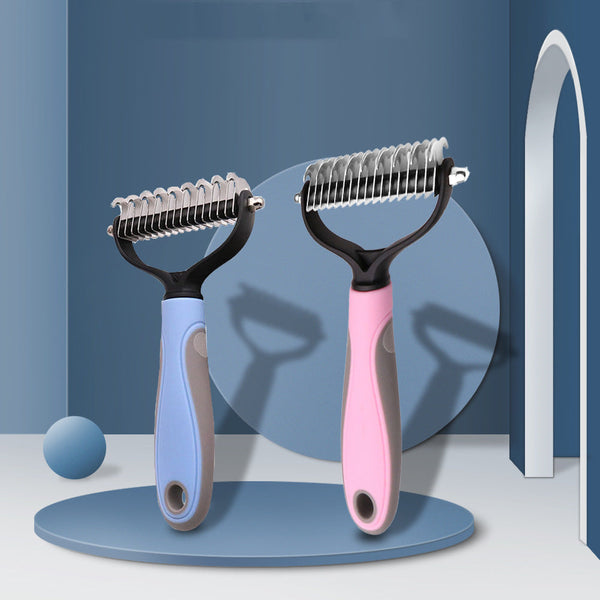 HKM-8734397 Pet Knot Comb with Stainless Steel Teeth - Available in Pink and Blue, Two Sizes