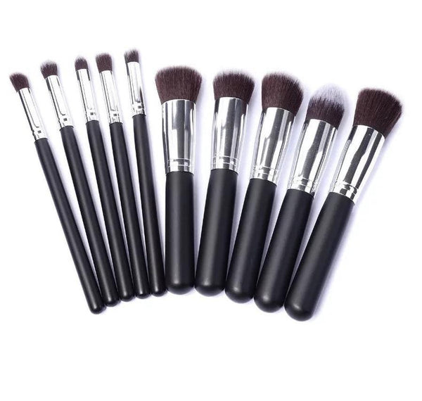 HKM-873555 Portable 10-Piece Makeup Brush Set for Beauty Enthusiasts