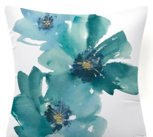 HKM-873619 Blue Floral and Bird Fabric Sofa Cushion with PP Cotton Filling