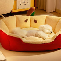 HKM-8736829 Cozy All-Season Teddy Dog Bed & Cat Den with Warm Insulation for Autumn & Winter - Small, Medium, Large Sizes Available