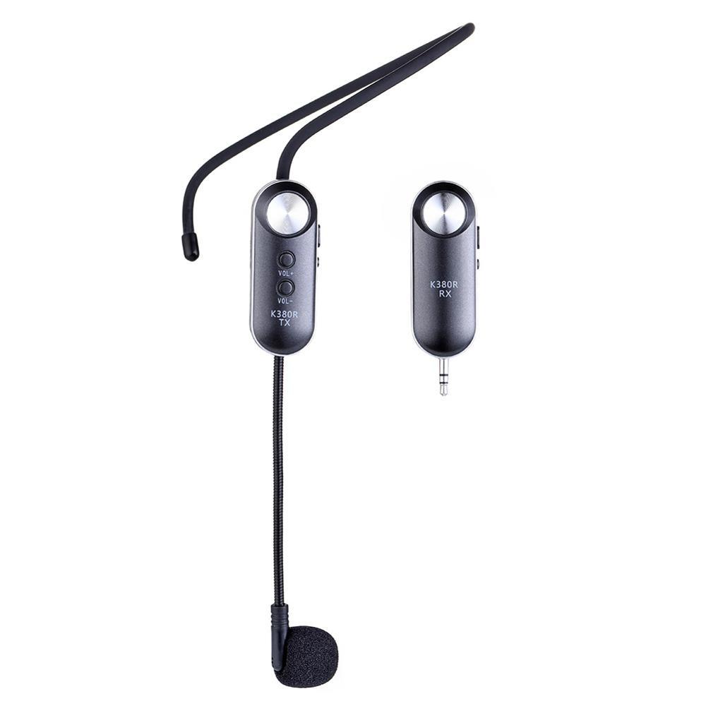 HKM-873683 UHF Wireless Headset Microphone System with 3.5mm and 6.5mm Adapters, Compact Design, 30m Range, USB Rechargeable Battery