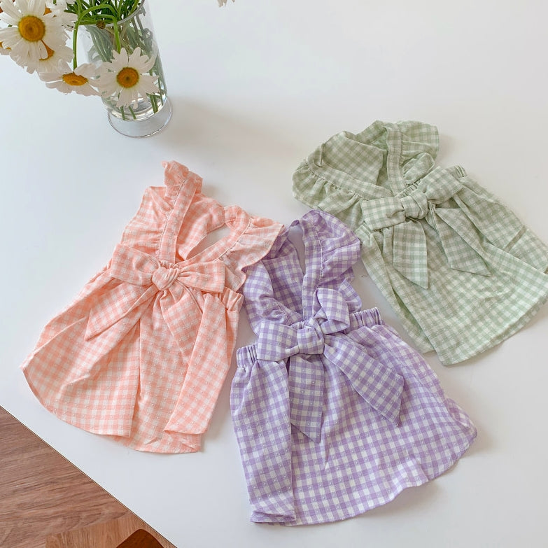 HKM-8736957 Summer-Ready Dress for Cats and Dogs in Green, Purple, and Pink