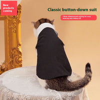 HKM-8738237 Classic Button Jacket for Dogs and Cats in Black and Gray - Casual Polyester Pet Clothing