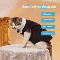 HKM-8738237 Classic Button Jacket for Dogs and Cats in Black and Gray - Casual Polyester Pet Clothing