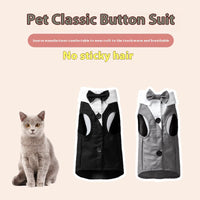 HKM-8738237 Classic Button Jacket for Dogs and Cats in Black and Gray - Casual Polyester Pet Clothing