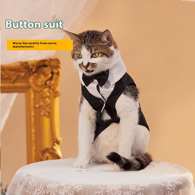 HKM-8738237 Classic Button Jacket for Dogs and Cats in Black and Gray - Casual Polyester Pet Clothing