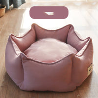HKM-8738621 Cozy Warm Cat Litter for Winter - Crown Nest in Mint Green, Elegant Pink, Pine Leaf Green, Goose Egg Yolk, Sizes S & M