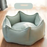 HKM-8738621 Cozy Warm Cat Litter for Winter - Crown Nest in Mint Green, Elegant Pink, Pine Leaf Green, Goose Egg Yolk, Sizes S & M
