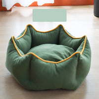 HKM-8738621 Cozy Warm Cat Litter for Winter - Crown Nest in Mint Green, Elegant Pink, Pine Leaf Green, Goose Egg Yolk, Sizes S & M