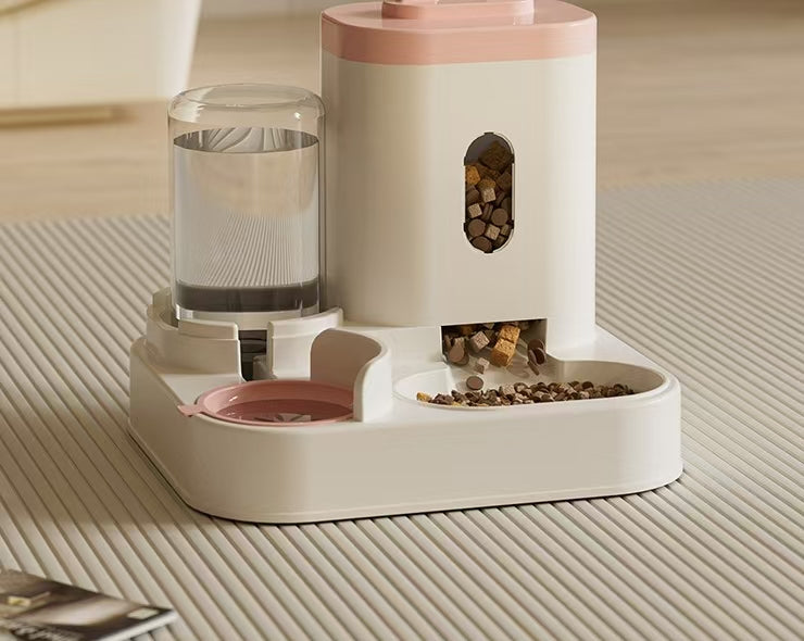 HKM-8738749 Automatic Dual Pet Bowl and Water Dispenser - Two-in-One Feeding Solution for Dogs and Cats