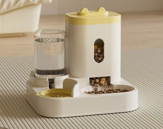 HKM-8738749 Automatic Dual Pet Bowl and Water Dispenser - Two-in-One Feeding Solution for Dogs and Cats