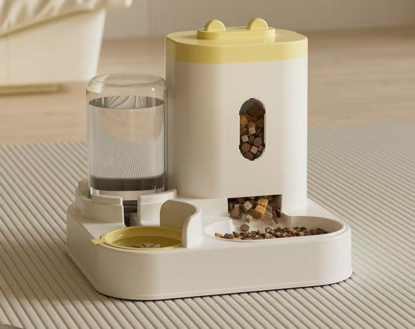 HKM-8738749 Automatic Dual Pet Bowl and Water Dispenser - Two-in-One Feeding Solution for Dogs and Cats
