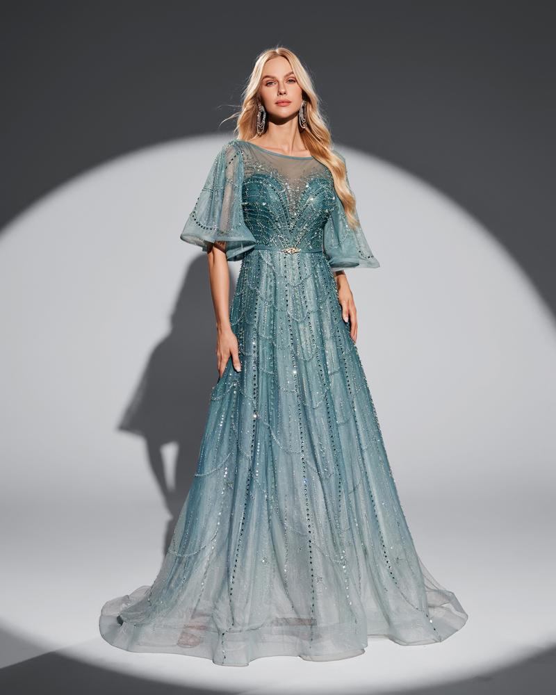 HKM-873875 Elegant Green Evening Dress for Women – Timeless Style and Sophisticated Design