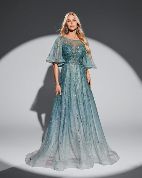 HKM-873875 Elegant Green Evening Dress for Women – Timeless Style and Sophisticated Design