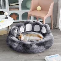 HKM-8740029 Cozy Bear Paw Design Pet Kennel with Removable Washable Fluffy Bed Mat for Cats and Dogs