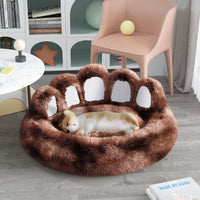 HKM-8740029 Cozy Bear Paw Design Pet Kennel with Removable Washable Fluffy Bed Mat for Cats and Dogs