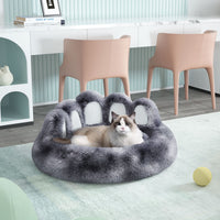 HKM-8740029 Cozy Bear Paw Design Pet Kennel with Removable Washable Fluffy Bed Mat for Cats and Dogs