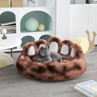 HKM-8740029 Cozy Bear Paw Design Pet Kennel with Removable Washable Fluffy Bed Mat for Cats and Dogs