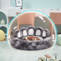 HKM-8740029 Cozy Bear Paw Design Pet Kennel with Removable Washable Fluffy Bed Mat for Cats and Dogs