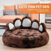 HKM-8740029 Cozy Bear Paw Design Pet Kennel with Removable Washable Fluffy Bed Mat for Cats and Dogs