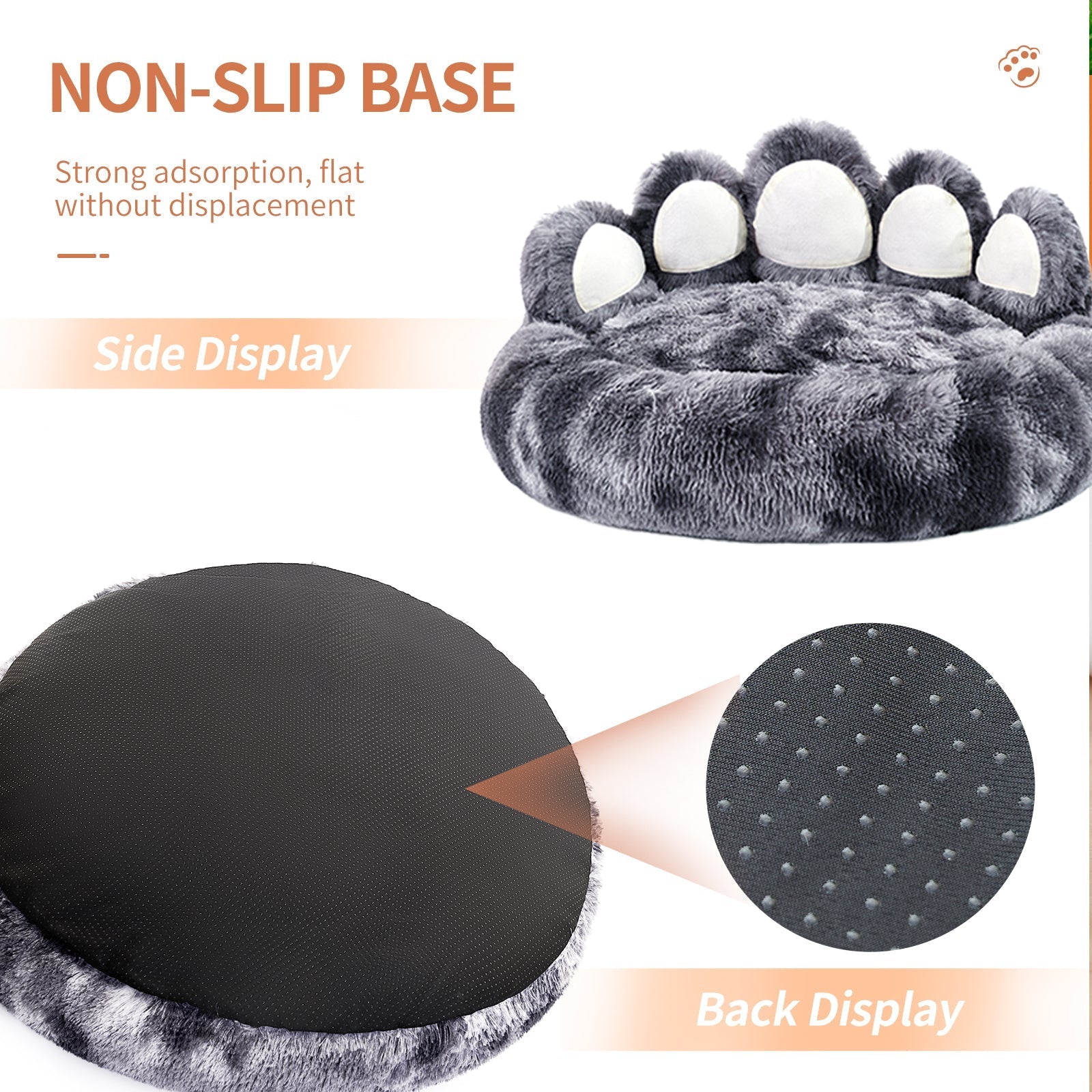 HKM-8740029 Cozy Bear Paw Design Pet Kennel with Removable Washable Fluffy Bed Mat for Cats and Dogs