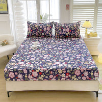 HKM-874131 Brushed Chemical Fiber Fitted Sheet with Printed Pillowcases, Multiple Sizes Available