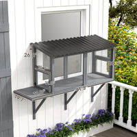 HKM-8742205 Gray Wooden Cat Catio with Jumping Platform for Outdoor Enjoyment and Secure Viewing