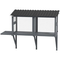 HKM-8742205 Gray Wooden Cat Catio with Jumping Platform for Outdoor Enjoyment and Secure Viewing
