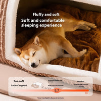 HKM-8742589 Cozy Three-Dimensional Bear Arc Pet Bed for Small Dogs in Lomi Brown and Jass Gray