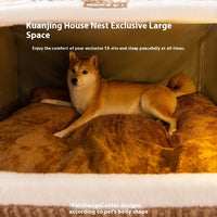 HKM-8742589 Cozy Three-Dimensional Bear Arc Pet Bed for Small Dogs in Lomi Brown and Jass Gray