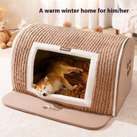 HKM-8742589 Cozy Three-Dimensional Bear Arc Pet Bed for Small Dogs in Lomi Brown and Jass Gray