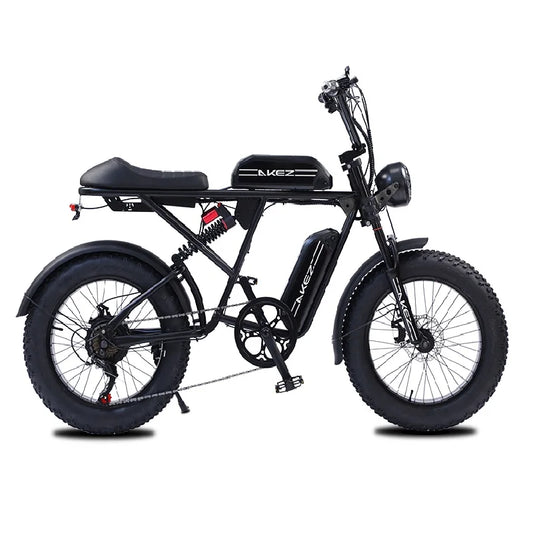 HKM-874259 750W Full Suspension Electric Mountain Bike with 20" Fat Tires, 7-Speed Gears, 48V Lithium Battery