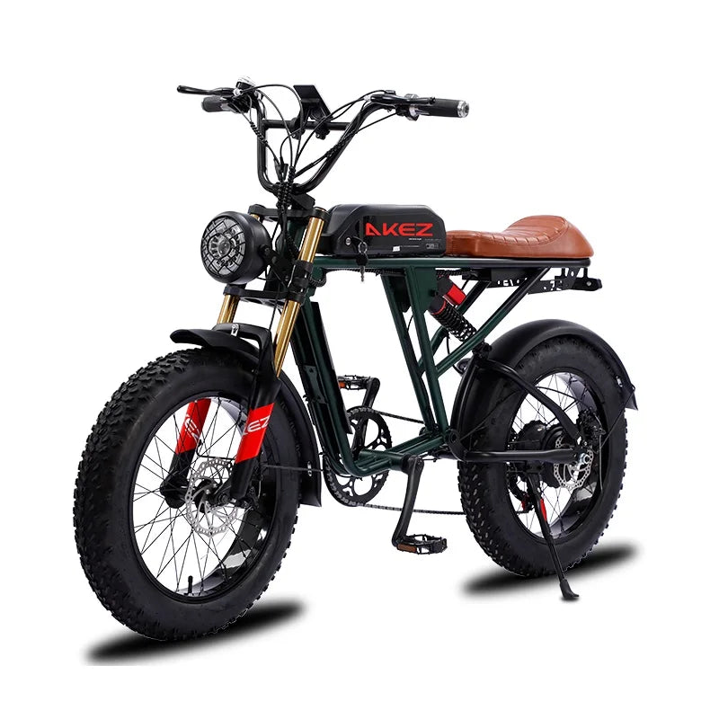 HKM-874259 750W Full Suspension Electric Mountain Bike with 20" Fat Tires, 7-Speed Gears, 48V Lithium Battery