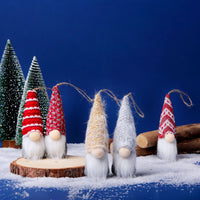 HKM-874451 Set of 5 Handmade Wool Faceless Plush Doll Ornaments for Christmas Decor