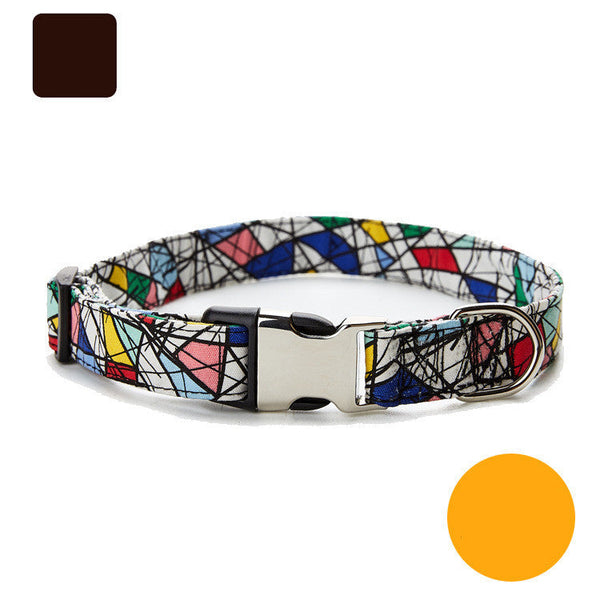HKM-8746301 Ethnic Style Color Matching Semi-Metal Buckle Adjustable Dog Collar