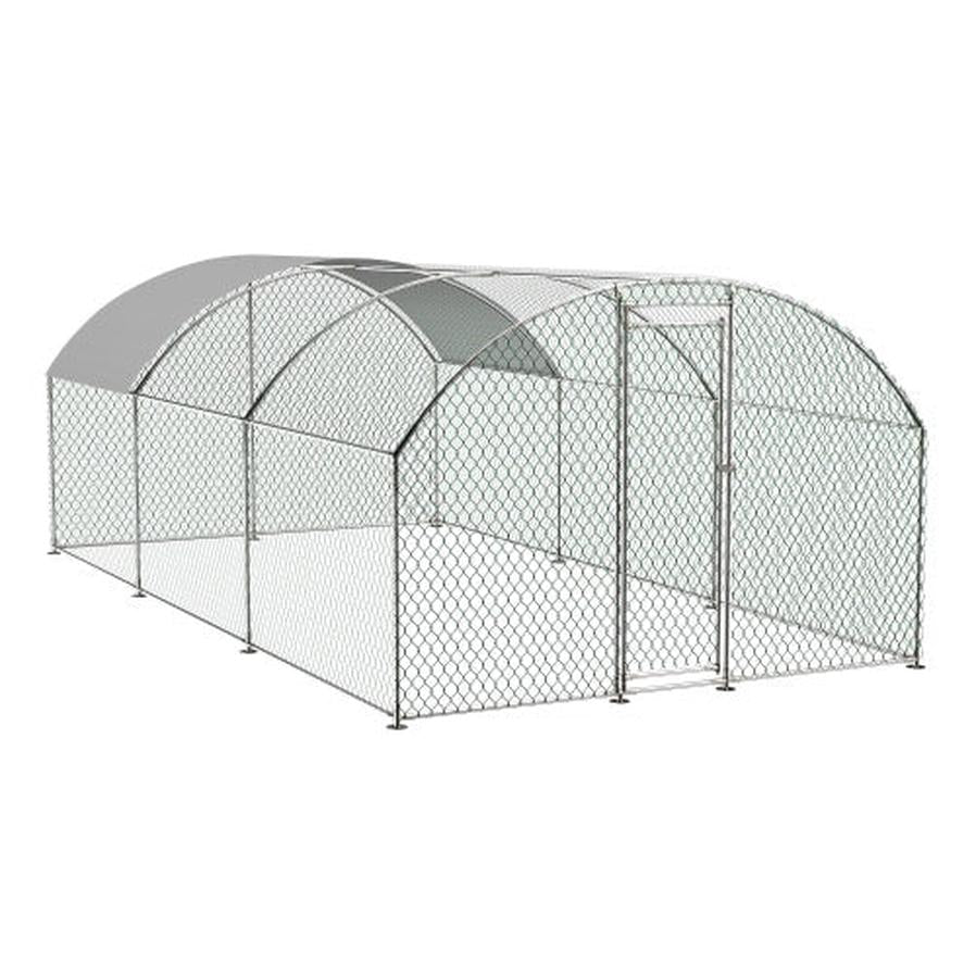 HKM-874643 Large Outdoor Metal Chicken Coop with Waterproof UV Cover and Walk-In Design