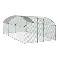 HKM-874643 Large Outdoor Metal Chicken Coop with Waterproof UV Cover and Walk-In Design