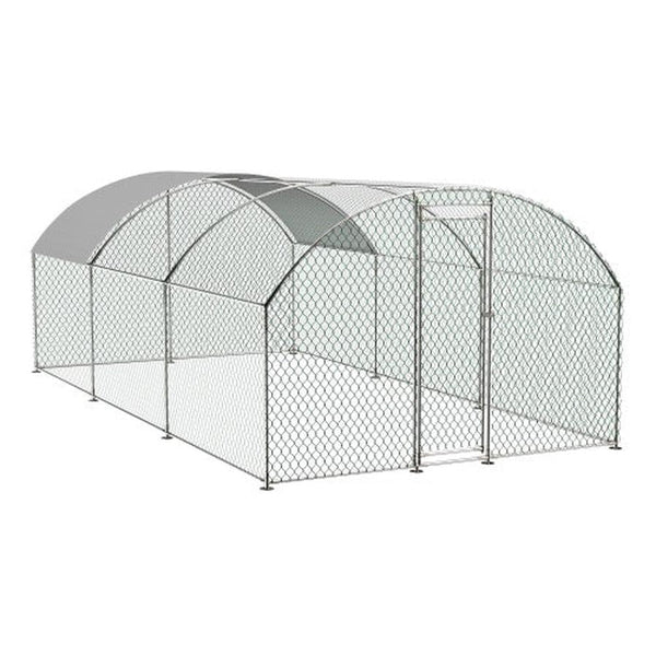 HKM-874643 Large Outdoor Metal Chicken Coop with Waterproof UV Cover and Walk-In Design