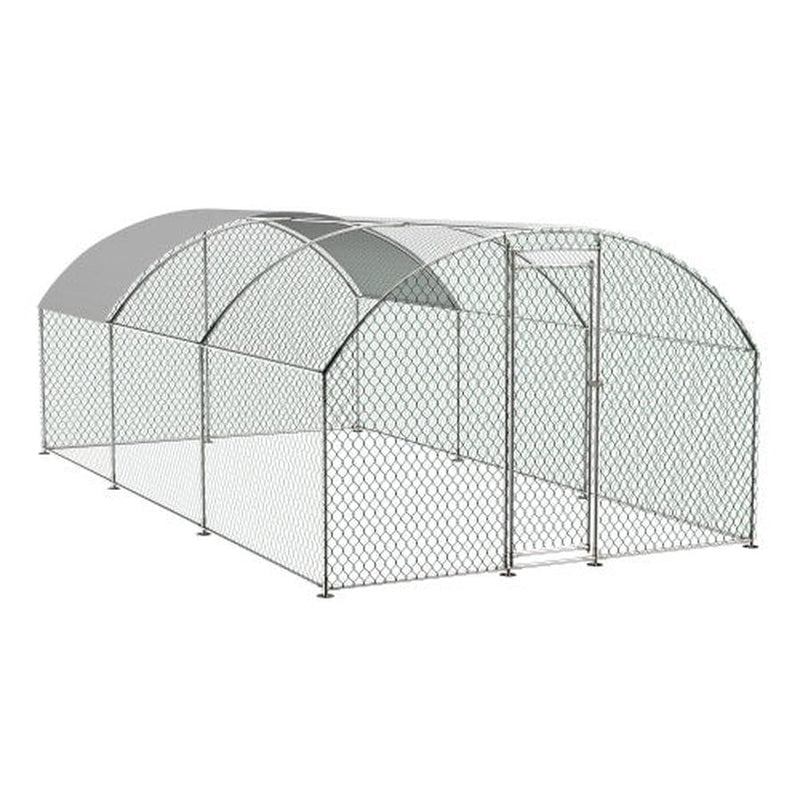 HKM-874643 Large Outdoor Metal Chicken Coop with Waterproof UV Cover and Walk-In Design