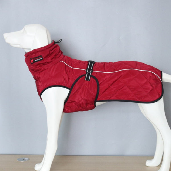 HKM-8746685 Autumn and Winter Cotton Clothes for Medium to Large Dogs in Dark Jujube Red and Black