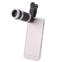HKM-874707 8X Telescopic Phone Lens with Clip and Cleaning Cloth - 240 yd FOV, Minimum Focus Distance 2.2 yd