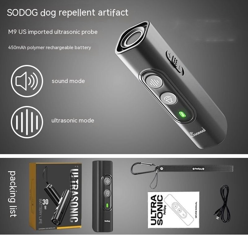 HKM-8747581 Portable Ultrasonic Dog Repellent Device with 10m Range for Cats, Snakes, and Mice