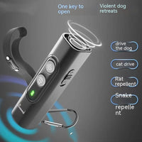 HKM-8747581 Portable Ultrasonic Dog Repellent Device with 10m Range for Cats, Snakes, and Mice