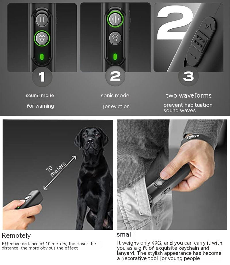 HKM-8747581 Portable Ultrasonic Dog Repellent Device with 10m Range for Cats, Snakes, and Mice