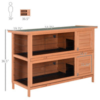 HKM-8747965 2-Tier Outdoor Rabbit Hutch with Removable Dividers and Pull-Out Trays, Orange