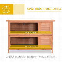 HKM-8747965 2-Tier Outdoor Rabbit Hutch with Removable Dividers and Pull-Out Trays, Orange