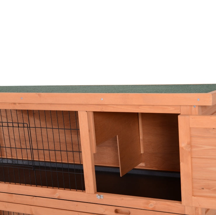 HKM-8747965 2-Tier Outdoor Rabbit Hutch with Removable Dividers and Pull-Out Trays, Orange