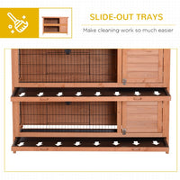 HKM-8747965 2-Tier Outdoor Rabbit Hutch with Removable Dividers and Pull-Out Trays, Orange