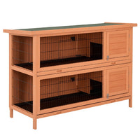 HKM-8747965 2-Tier Outdoor Rabbit Hutch with Removable Dividers and Pull-Out Trays, Orange